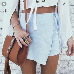 LF chambray wrap tie skort